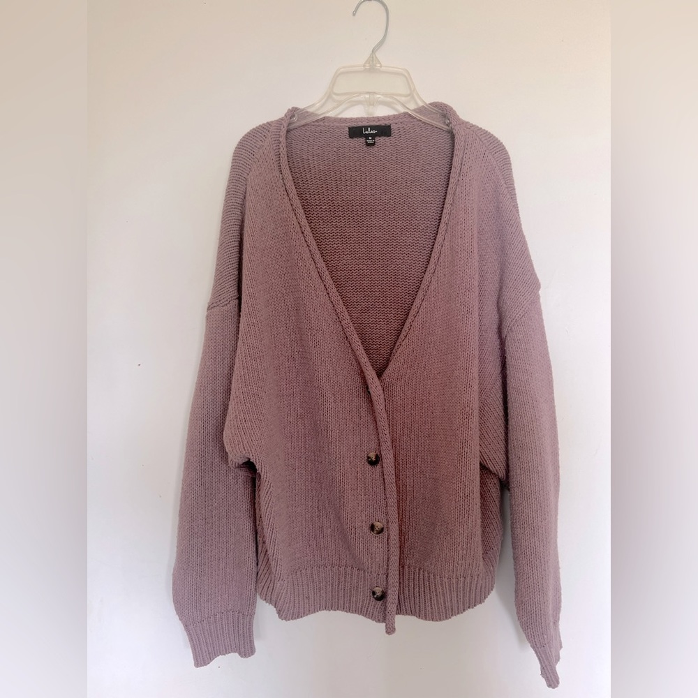 LuLu’s Dusty Lavender Sweater Cardigan - Medium